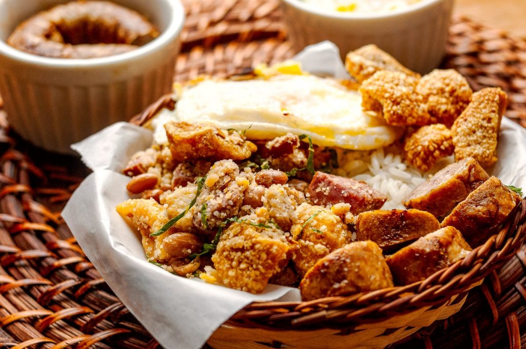 Delicious fried sausage and over easy egg