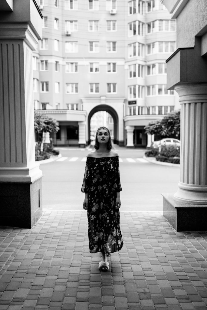 Monochrome Photo Of Woman Wearing Dress