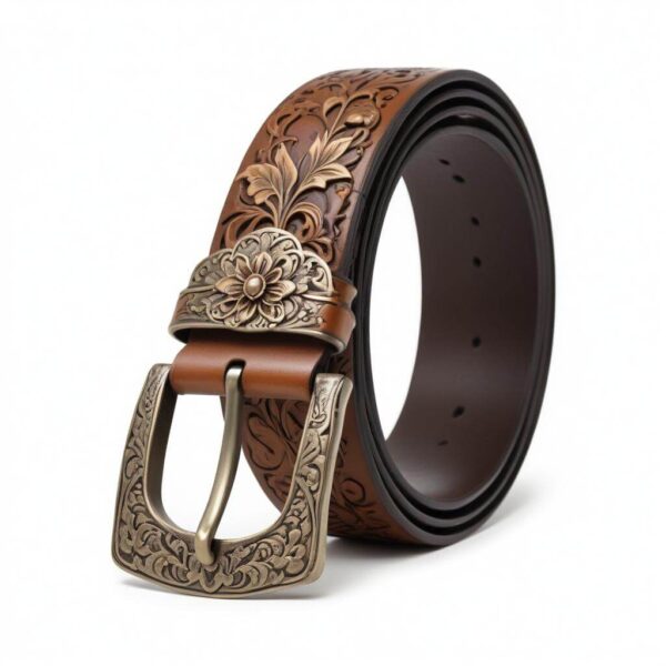 Vintage Embossed Leather Belt