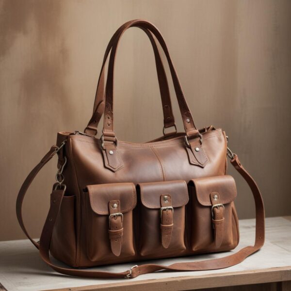 Premium Brown Leather Bag ( 3 Pockets )