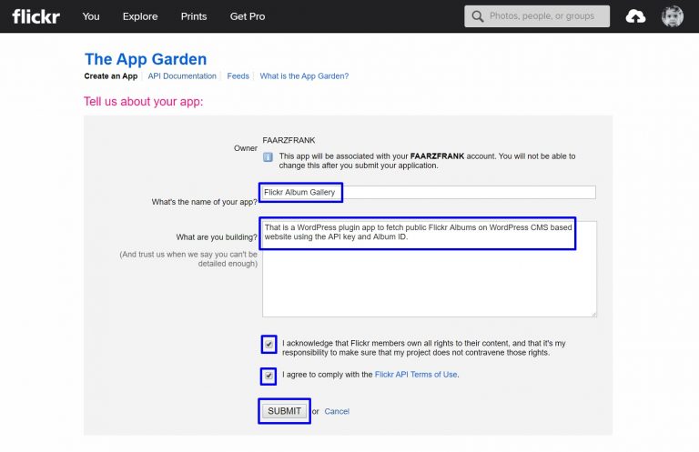 How to get Flickr API Key - WP Frank