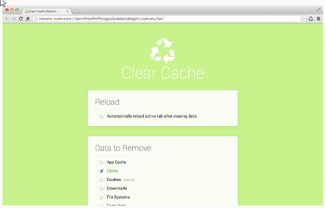 Clear Cache Chrome Tool for Web Designers
