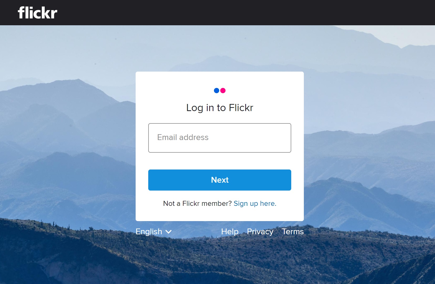 login to Flickr account - Flickr API Key