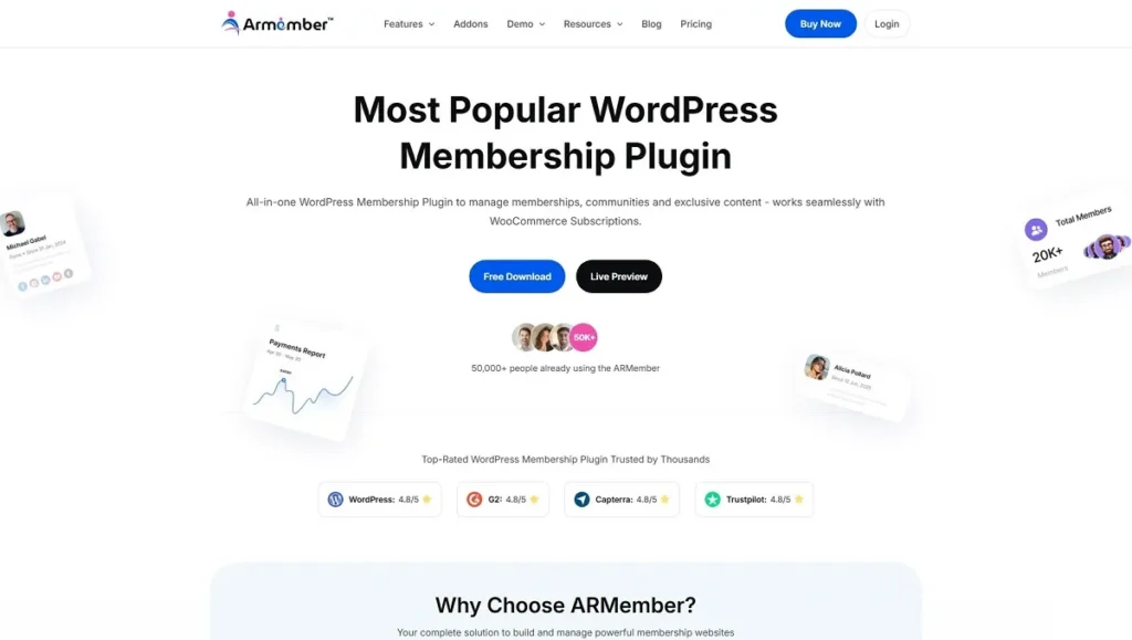 ARMember Life Best Free WordPress Plugins for membership managements