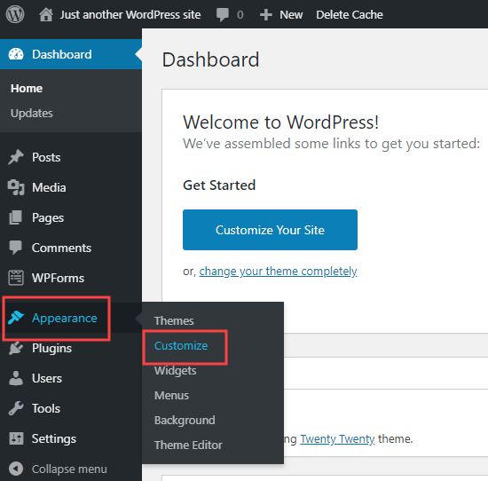 Using WordPress’s Theme Customizer -Appearance Customize screen.