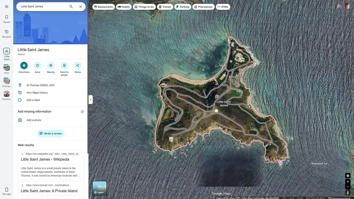 Epstine Island On Google Maps - Little Saint James Island