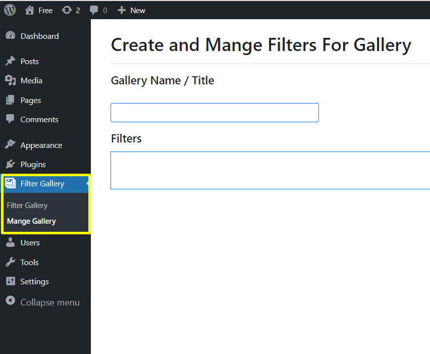 Filter Gallery WordPress Plugin