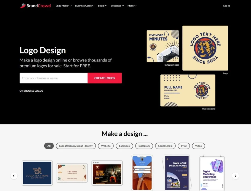 Brandcrowd - Best graphic design software to make a logo design online or browse thousands of premium logos