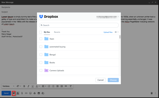 Integrate Dropbox with Gmail