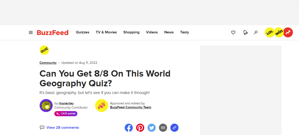 example of a viral quiz is BuzzFeed