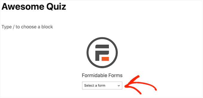 select any quiz you've already developed