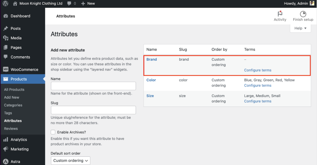 Configure Terms