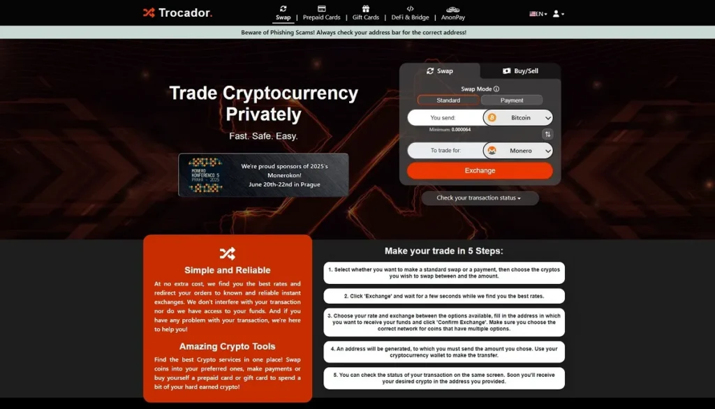 Top 10 Non-KYC Crypto Exchanges in the USA for 2025: Buy Crypto Without KYC Hassle 7 Trocador – Aggregator of Non KYC Exchanges