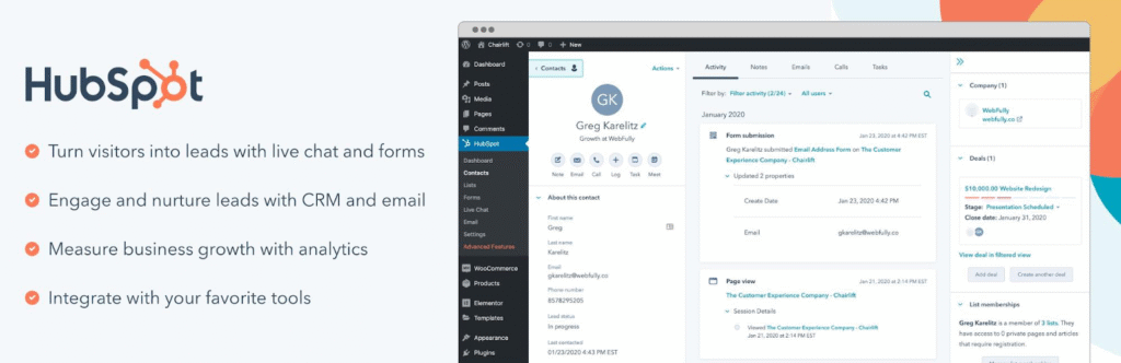 The 10 Best Lead Generation Form Plugins for WordPress: A Complete 2025 Guide 5 HubSpot All-in-One Marketing and CRM Solution