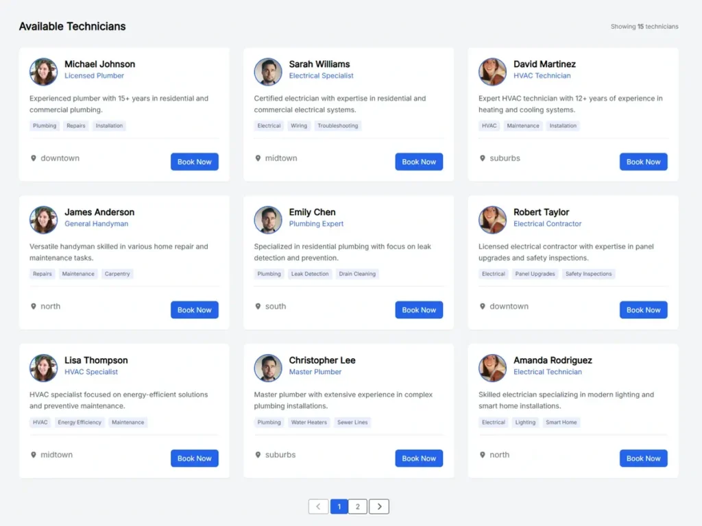 Find Technician Page