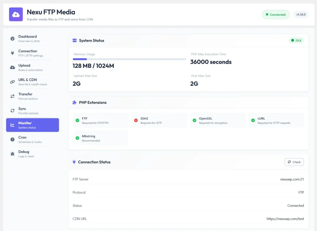 Managing Large File Uploads in WordPress 2 WP FTP Media plugin dashboard showing large file transfer monitor in WordPress