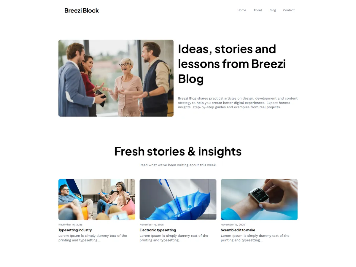 Breezi Blog – fast full-site editing theme