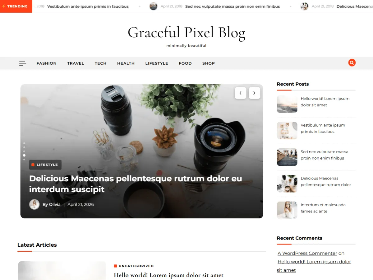 Graceful Pixel Blog - Free WordPress Blog Themes
