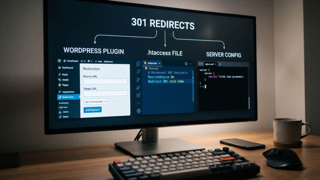 301 Redirects in WordPress: Plugin, .htaccess, and Server Methods Compared